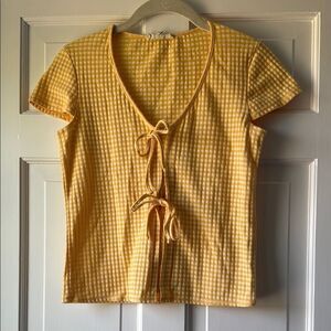 Madewell Yellow Checkered Short Sleeve Top